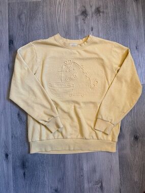 Pusheen Yellow Crewneck Sweatshirt with Embossed Cat Design